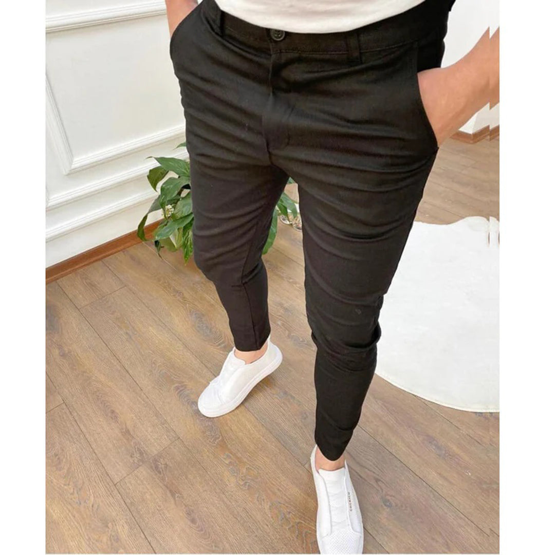 Men's slim fit dress pants with button closure