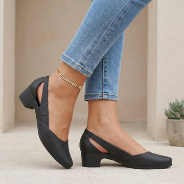 Sleek D'Orsay Pointed Toe Block Heel Pumps with Elegant Cutouts
