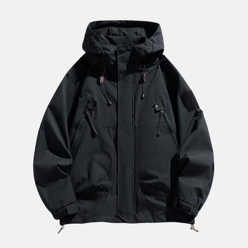 Men’s Jacket – Relaxed Fit – Water-Resistant Technical Fabric – Utility Pockets – Hooded