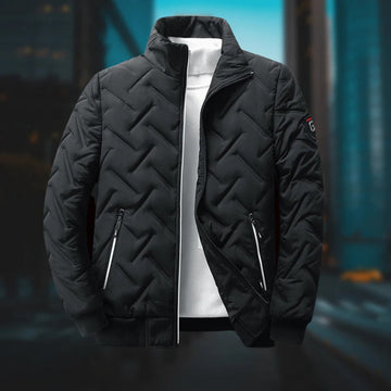 Men’s quilted autumn jacket with stand collar