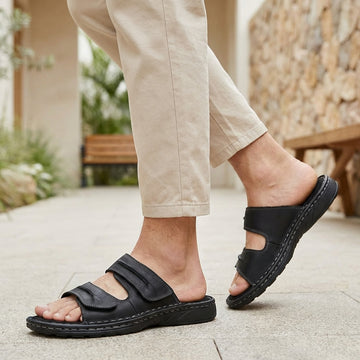 Men’s Open-Toe Sports Sandals with Adjustable Straps and Cork Footbed
