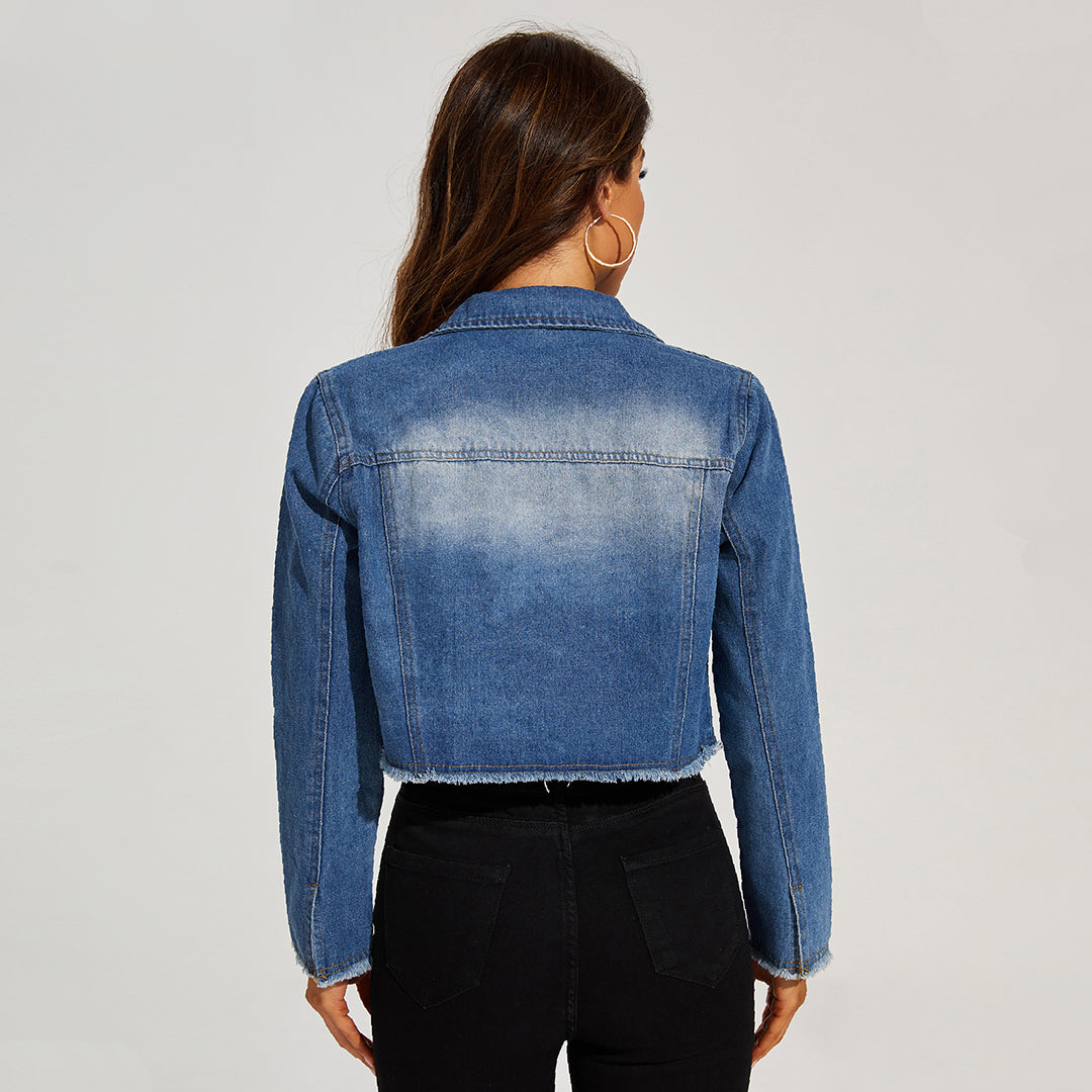 Women's distressed denim jacket