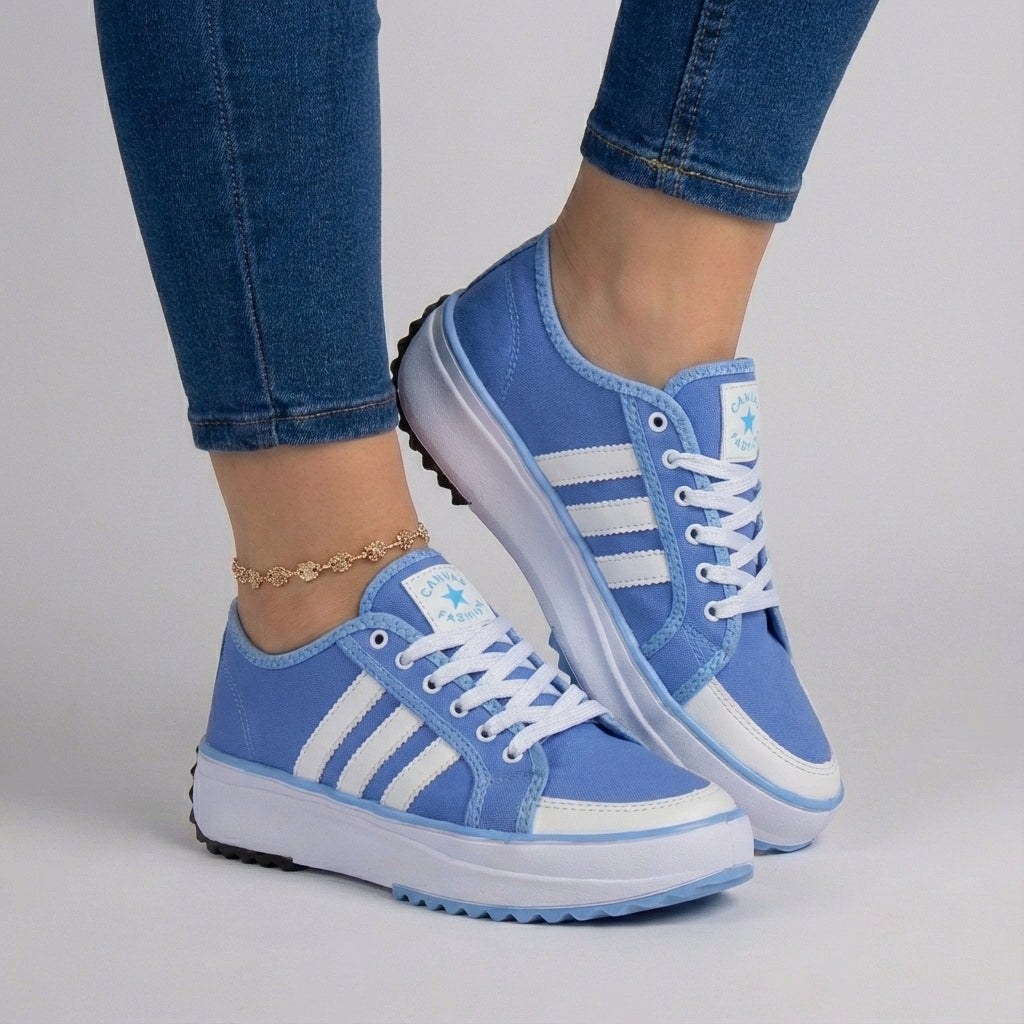 Elevated Sport-Luxe Canvas Platform Sneaker