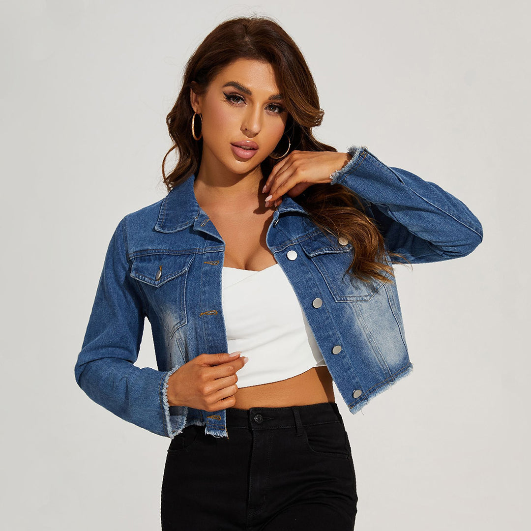 Women's distressed denim jacket