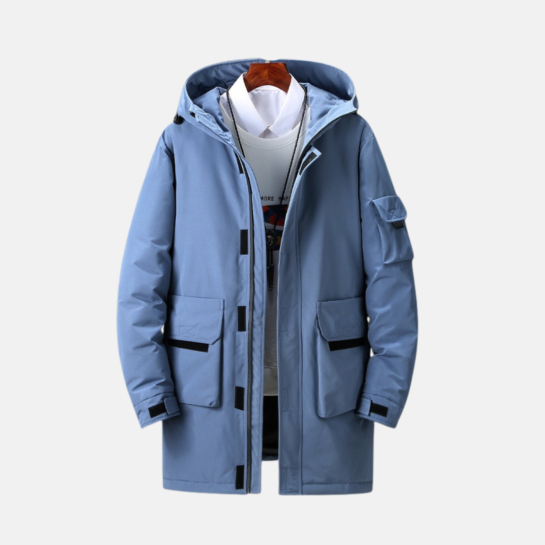 Men’s Utility Coat - Durable Woven Blend - Hooded Neckline - Adjustable Cuffs