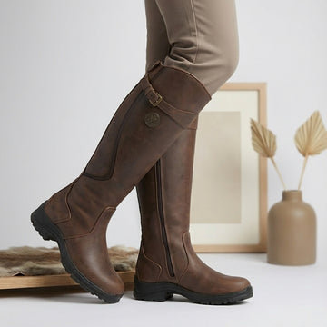 Fallon | Leather Knee-High Boots with Buckle Accents