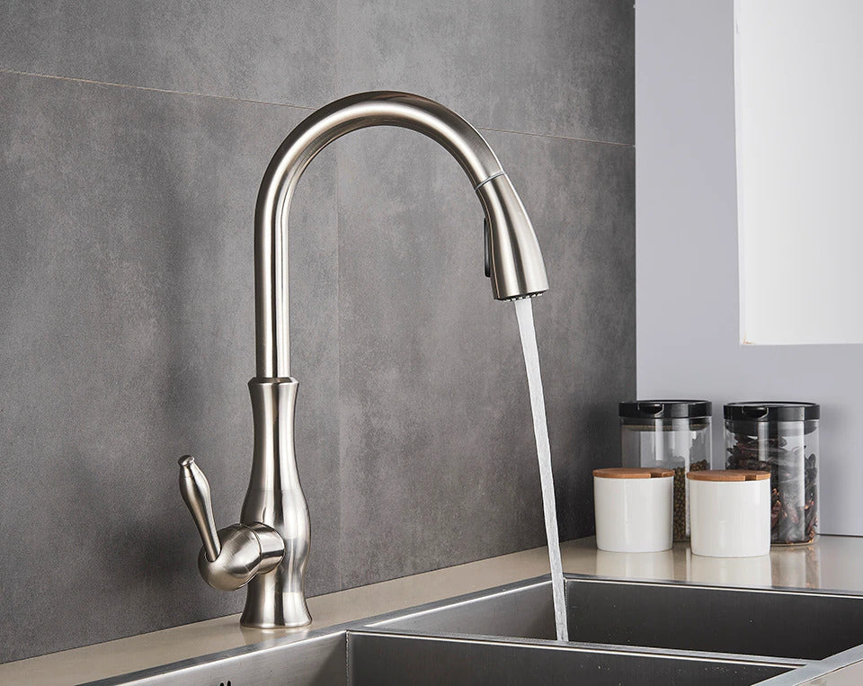 Minimalist High-Arc Single-Lever Pull-Down Kitchen Faucet