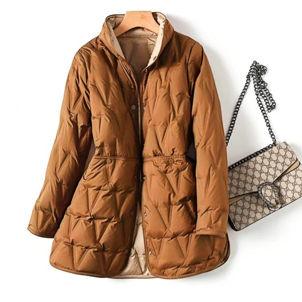 Women's quilted mid-length jacket for chic winter layering