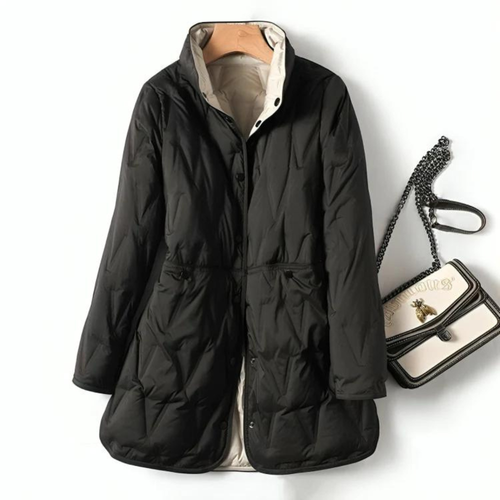 Women's quilted mid-length jacket for chic winter layering