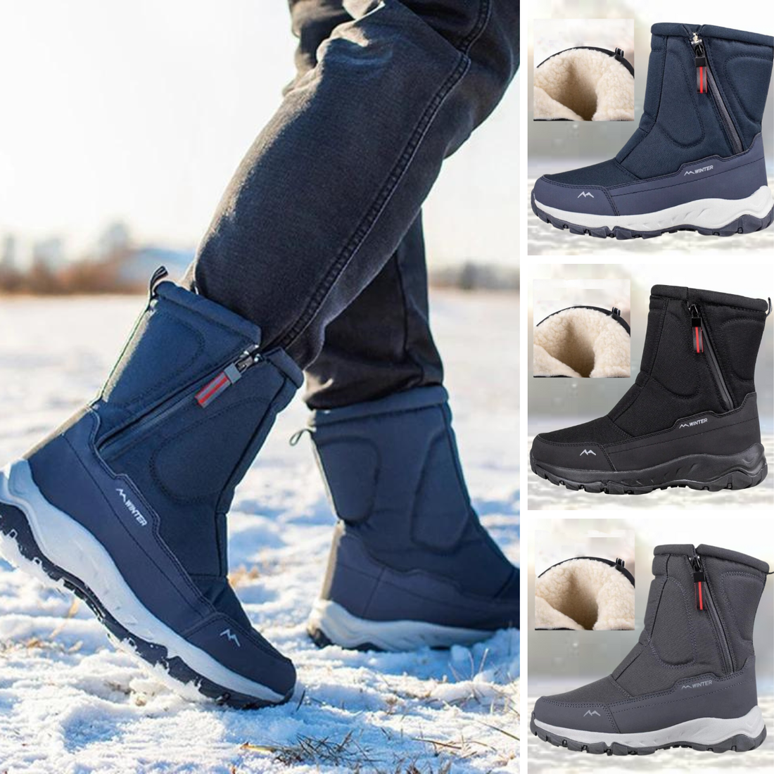 Women's warm velvet lined waterproof boots