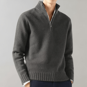 Casual fashionable men’s sweater with ribbed hem