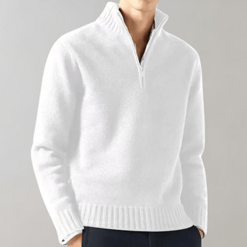 Casual fashionable men’s sweater with ribbed hem