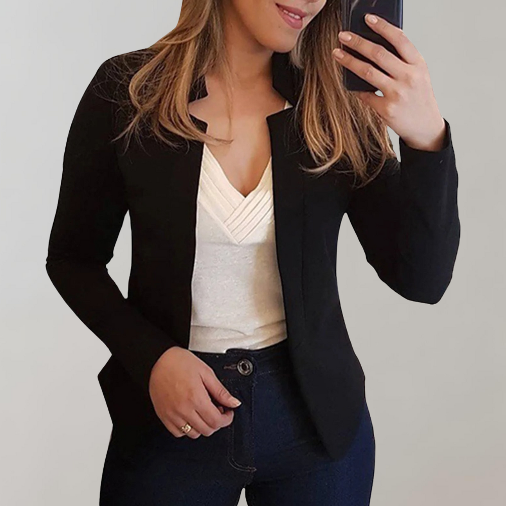 Women's Fitted Blazer - Tailored Open Front - Long Sleeve Business Casual Wear