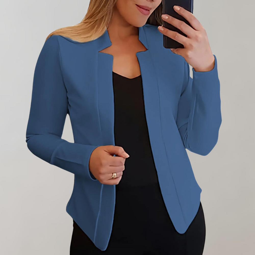 Women's Fitted Blazer - Tailored Open Front - Long Sleeve Business Casual Wear