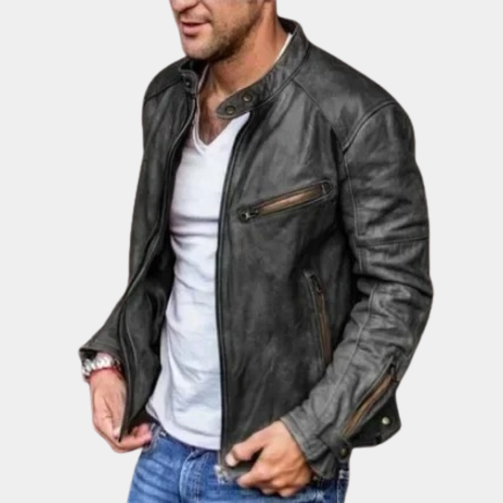 Men's punk leather jacket