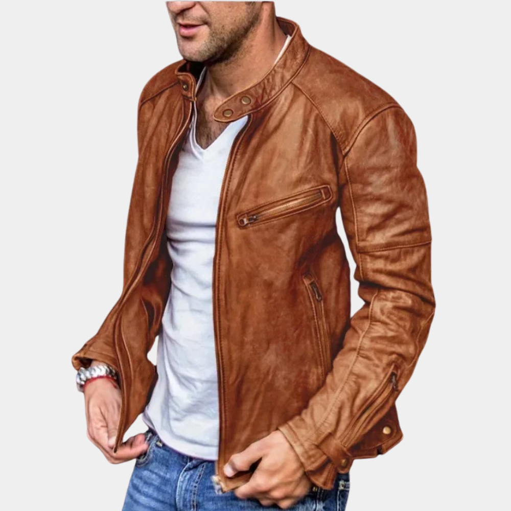 Men's punk leather jacket