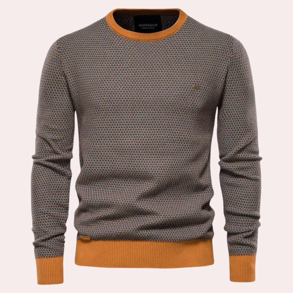 Trendy pullover men's sweater with casual contrast color