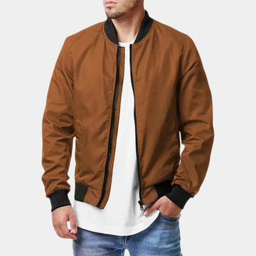 Men's casual pilot jacket with zipper closure and pockets