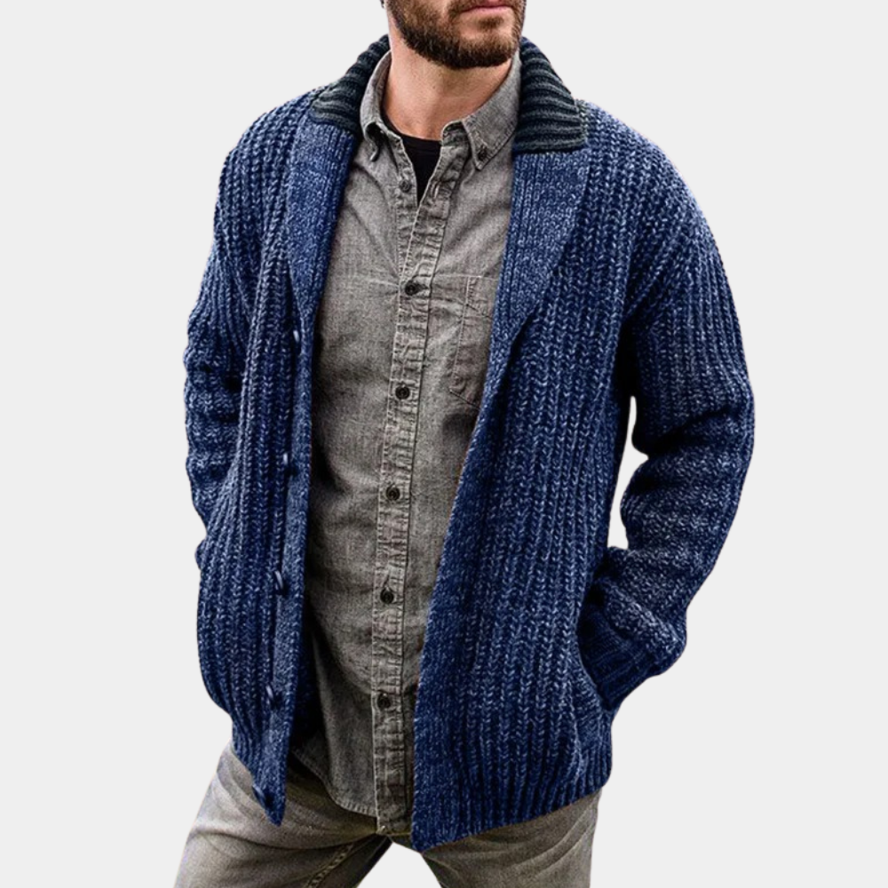 Slim fit knitted cardigan for men