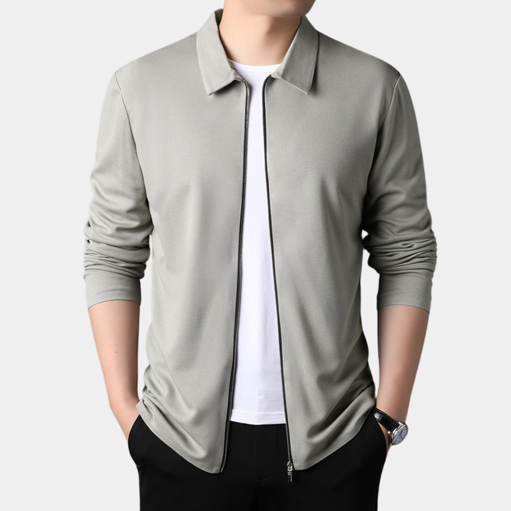 Men's casual zipper cardigan with lapel collar