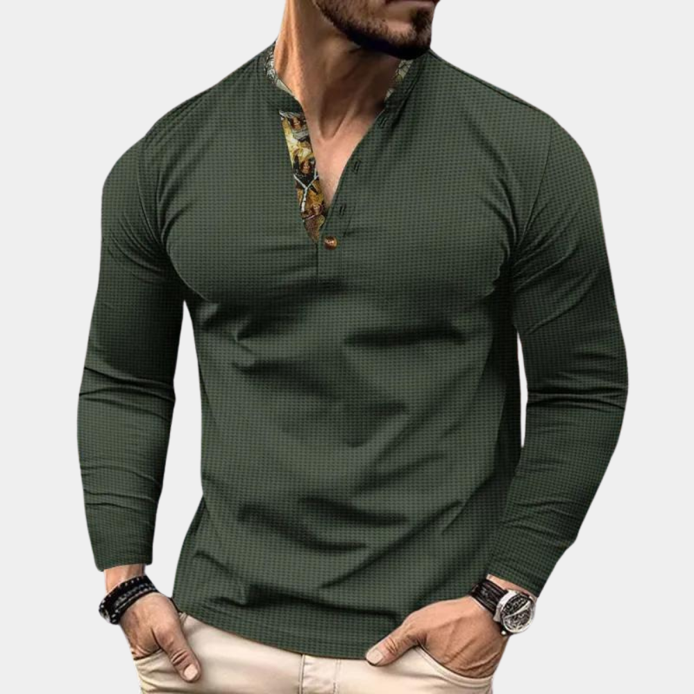 Waffle long-sleeved t-shirt for men