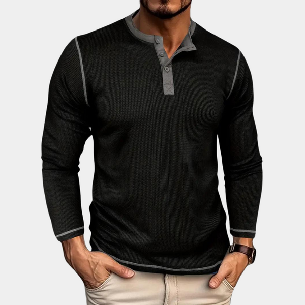 Urban Waffle Knit Henley Shirt - Lightweight & Breathable for Summer Sunsets