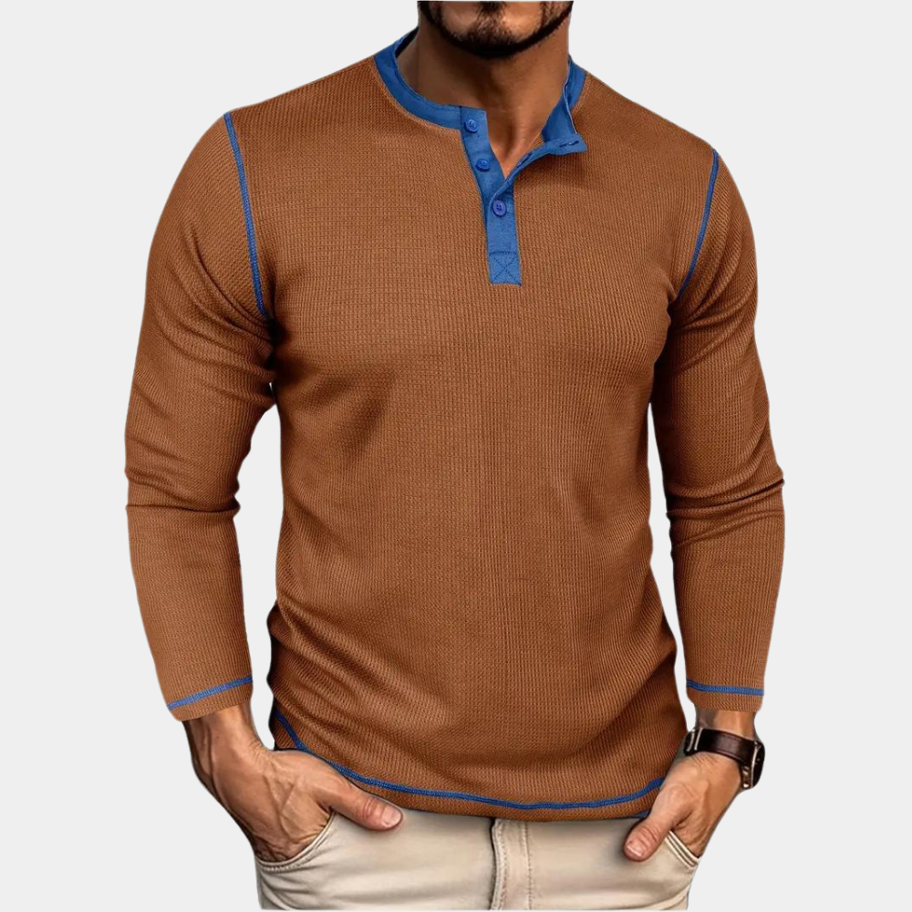 Urban Waffle Knit Henley Shirt - Lightweight & Breathable for Summer Sunsets