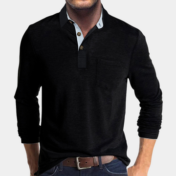 Stylish long-sleeved lapel t-shirt for casual daily wear