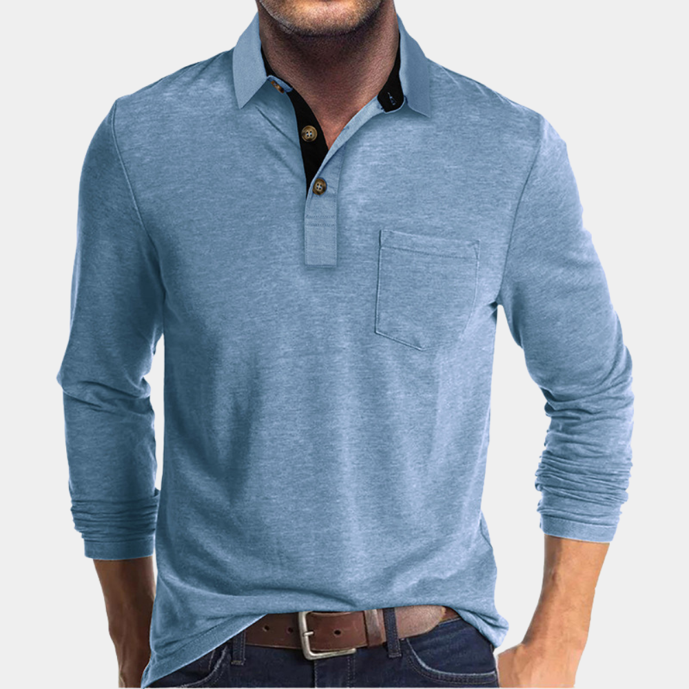 Stylish long-sleeved lapel t-shirt for casual daily wear