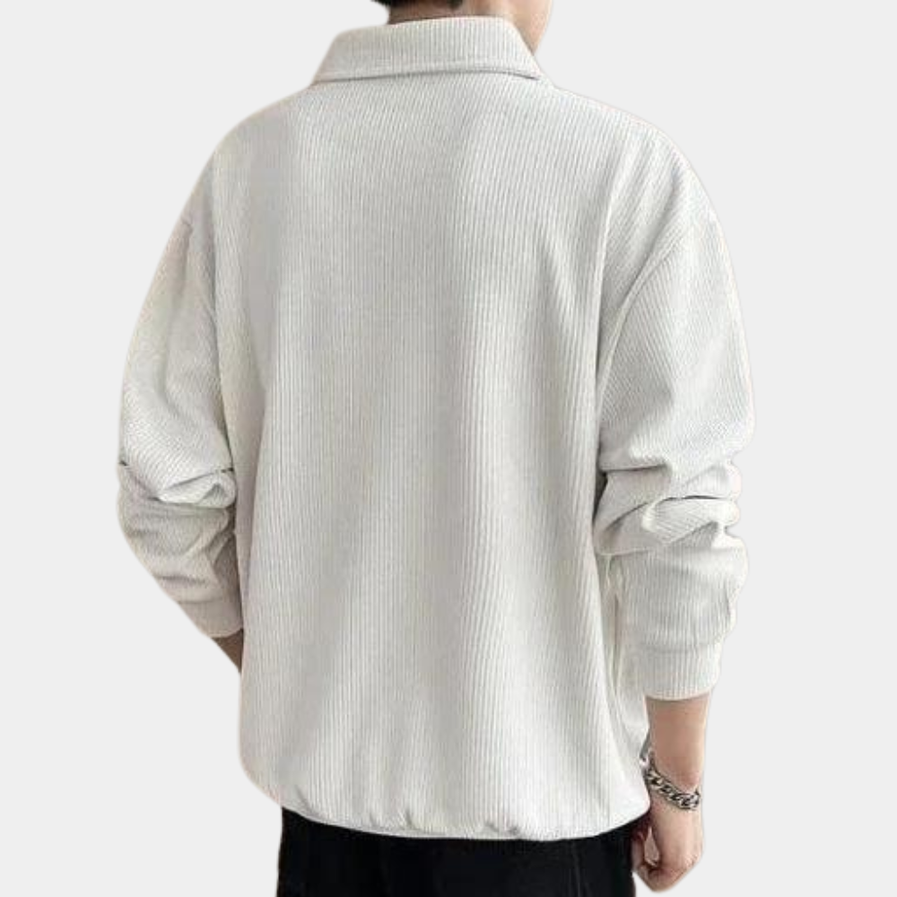 Men's trendy street style half-zip polo sweatshirt