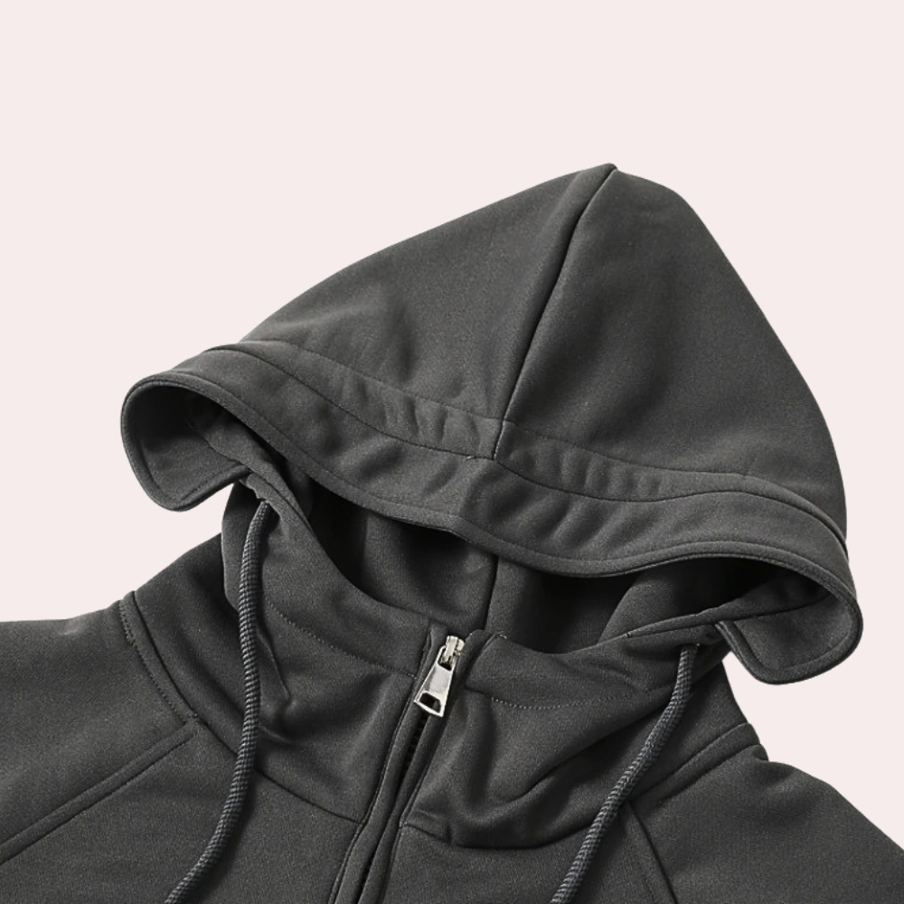 Men's hooded solid color sweatshirt jacket