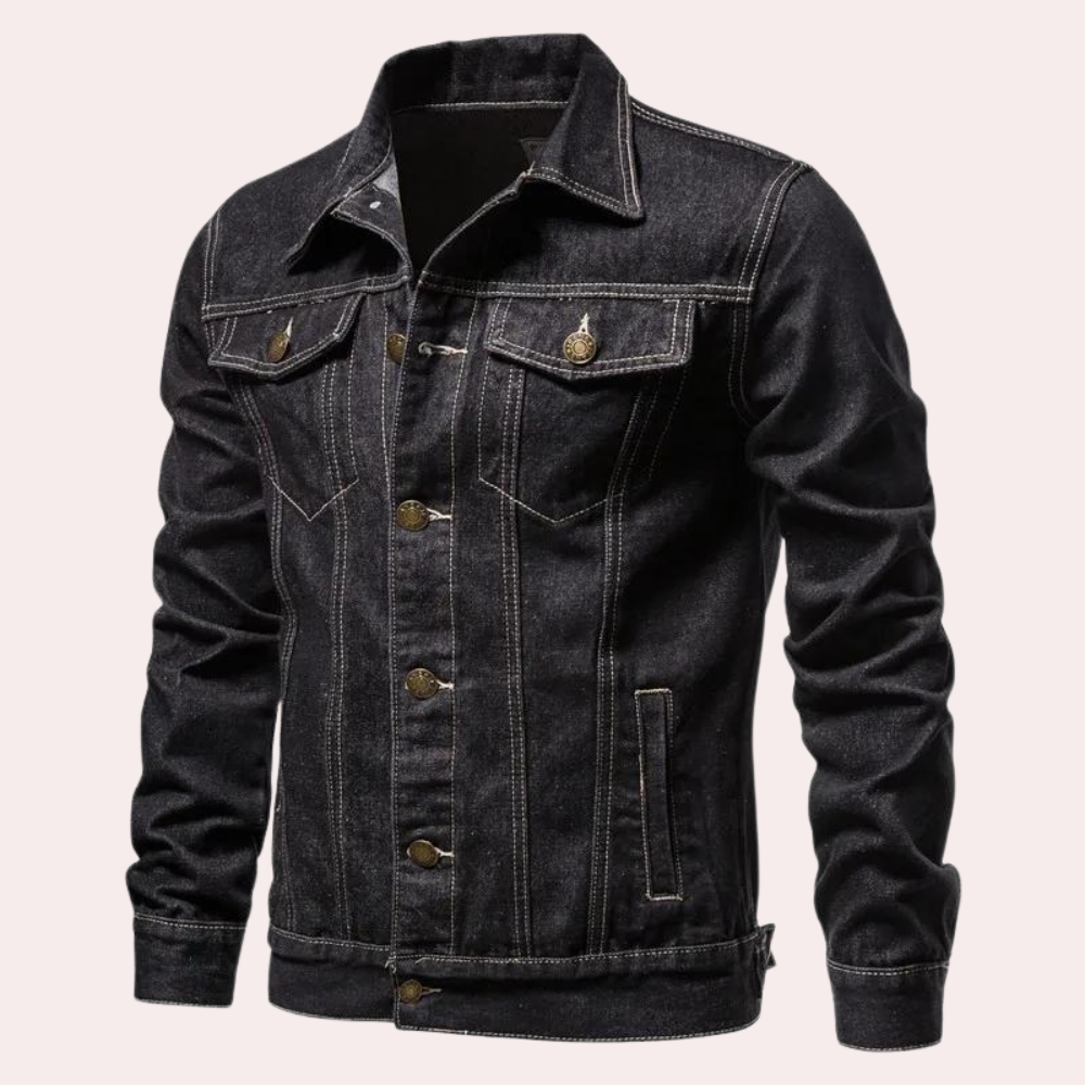 Charile Slim Fit Denim Jacket | Button Front Flap Pockets Jacket