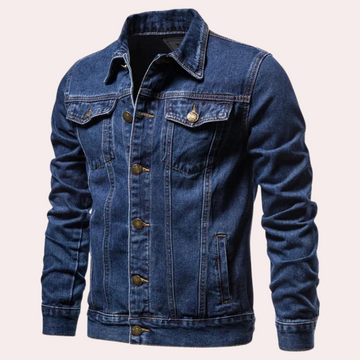 Men's slim fit denim shirt jacket with lapel collar