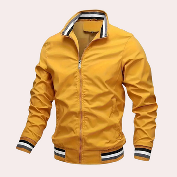 Men's waterproof simplicity jacket with stand collar and zipper placket