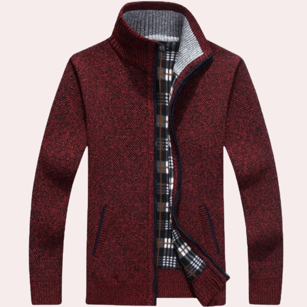 Men's leisure stand collar zipper cardigan sweater