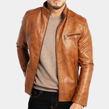 Men's leather jacket stand collar punk leisure casual wear