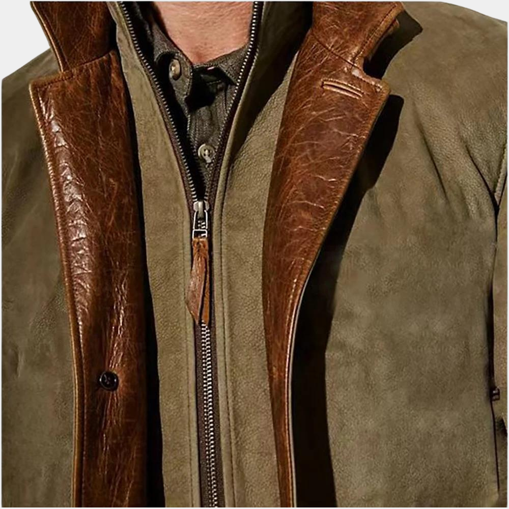 Men's retro fashion casual workwear jacket with contrast stitching