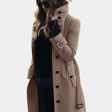 Women's classic buttoned trench coat for elegant layering