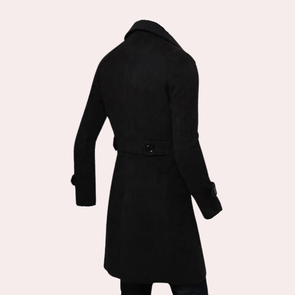 Men's double-breasted woolen trench coat