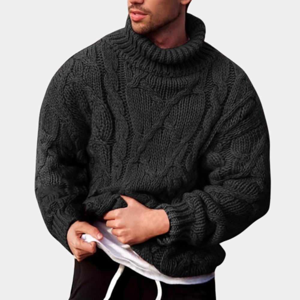 Men’s knitted cardigan fashion casual turtleneck sweater