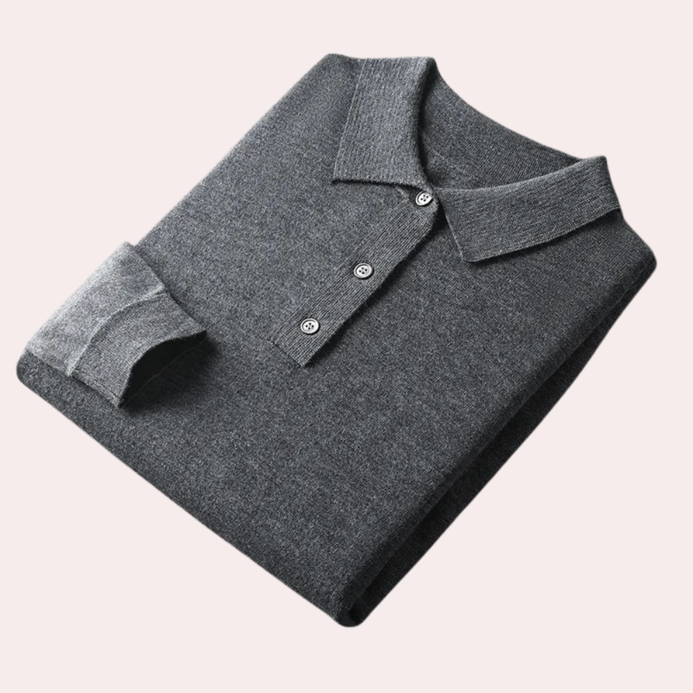 Men's polo collar cardigan sweater