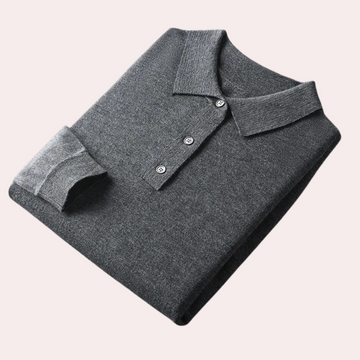 Men's wool polo collar cardigan sweater