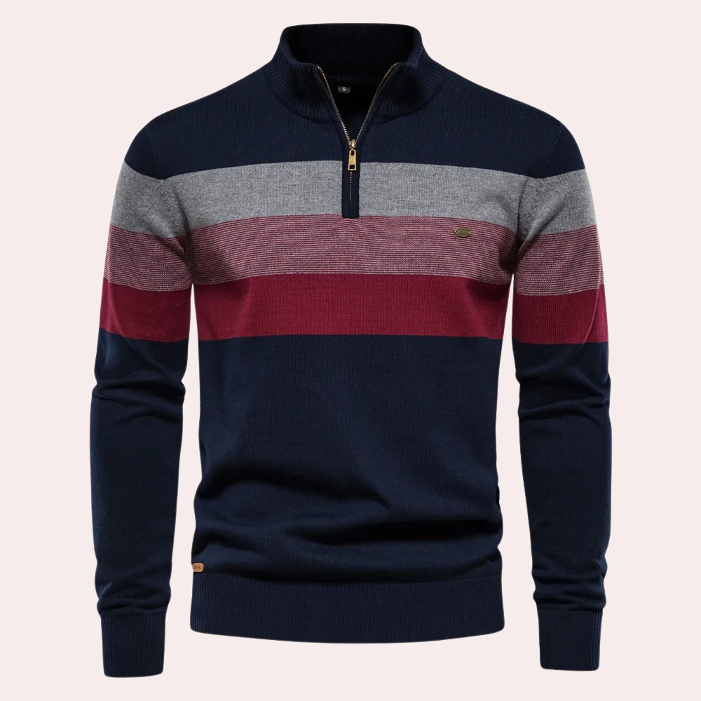 Men's trendy striped pullover slim fit sweater