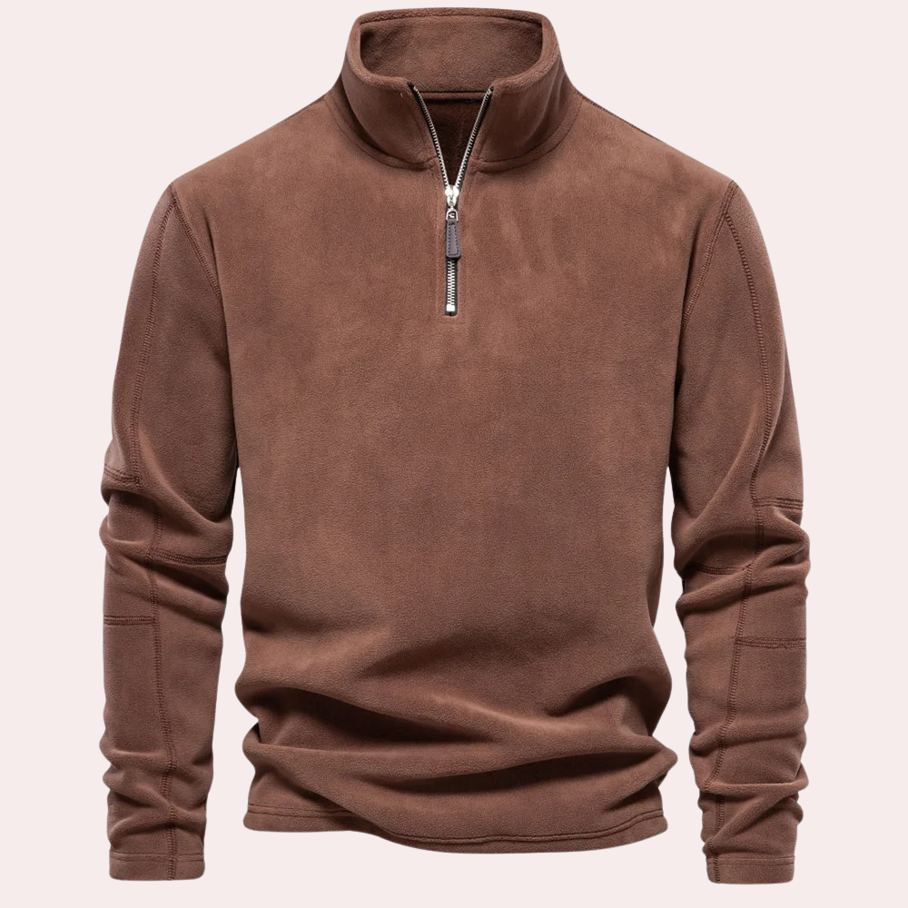 Men's casual loose fit half zip stand collar sweater