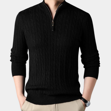 Men's casual half-zip retro knitted sweater