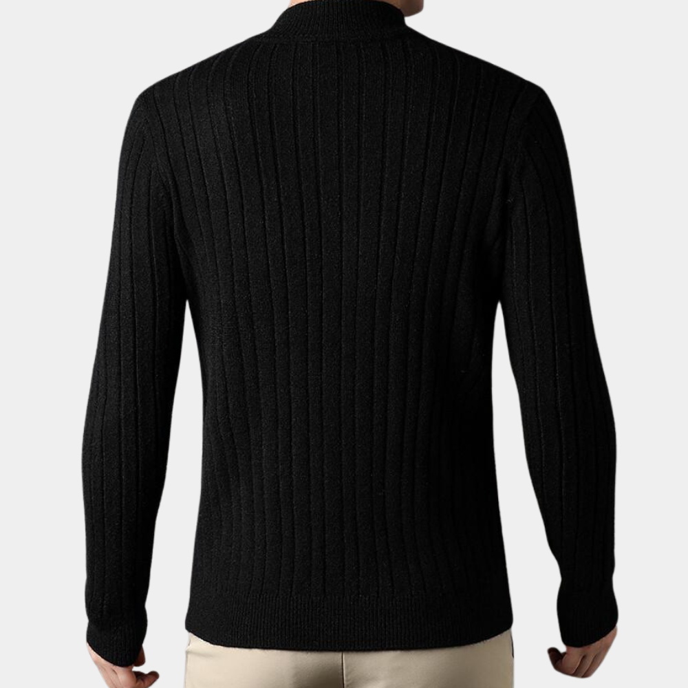 Men's casual half-zip retro knitted sweater