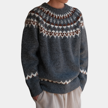 Men's round neck knitted high street retro style sweater