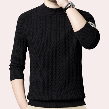 Men's knitted jacquard half turtleneck sweater