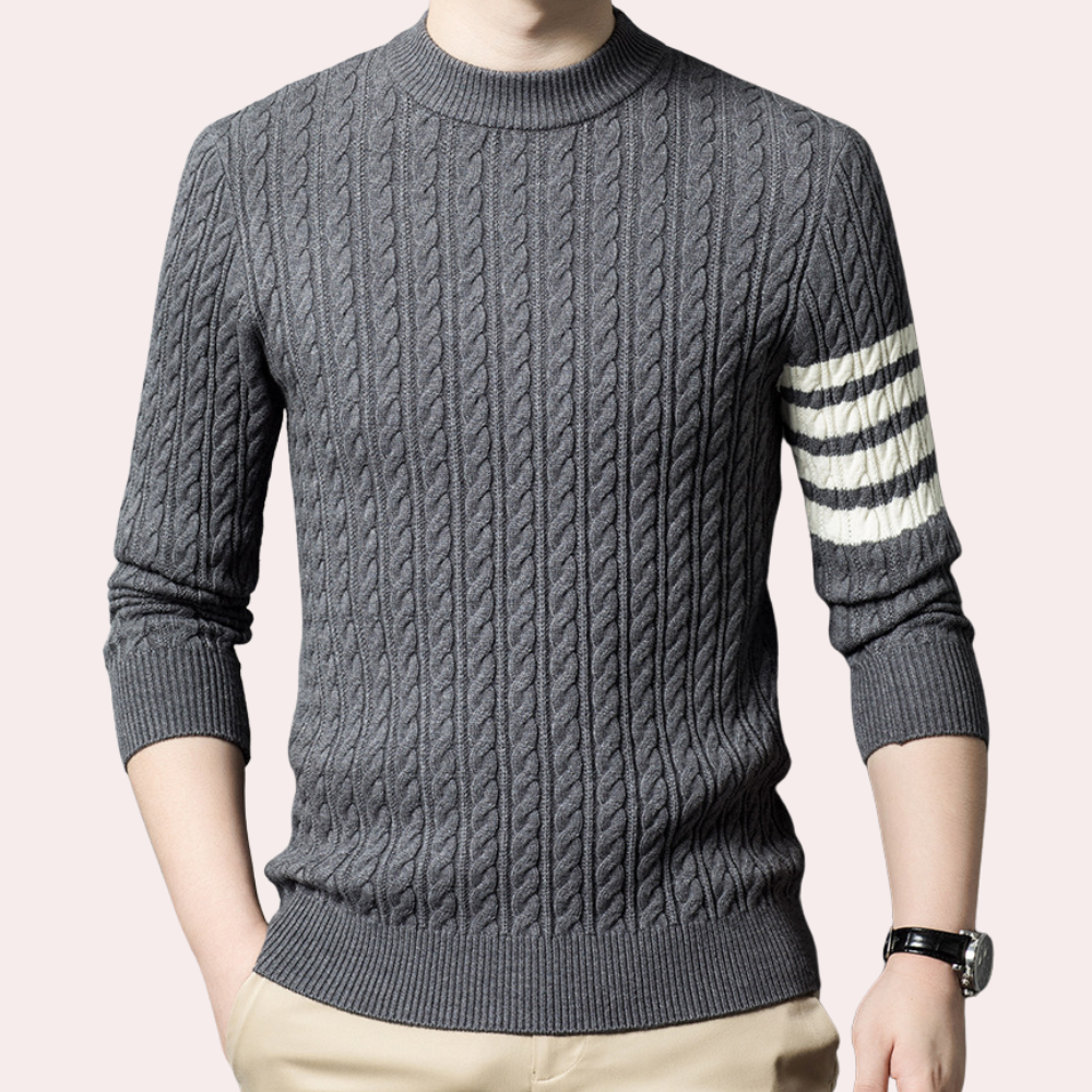 Men's knitted jacquard half turtleneck sweater