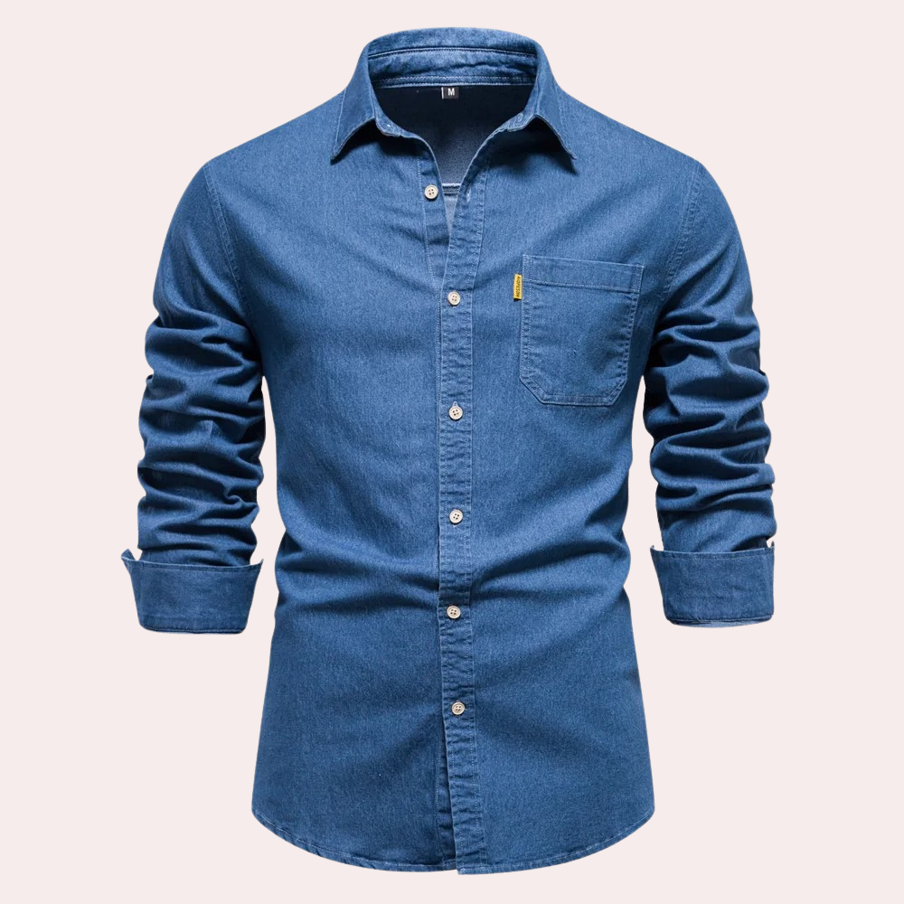 Classic denim button-up shirt for men